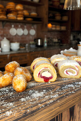 Delicious Assortment of Sweet Doughnuts and Pastry Rolls