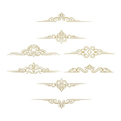 Obraz premium Art of collection of elegant gold ornate decorative flourishes and dividers isolated on white background
