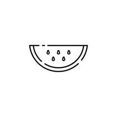 カットスイカのシンプルなベクターアイコン (モノクロ、線画)