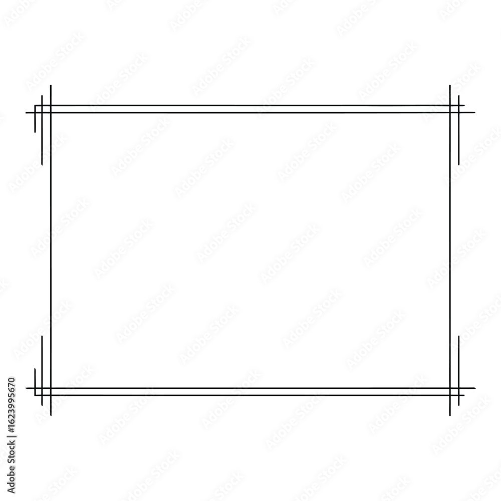 Aufkleber art of simple handdrawn rectangle border with double lines, isolated on white background for design 
