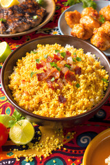 Delicious Farofa with Bacon and Lime on a Vibrant Cloth
