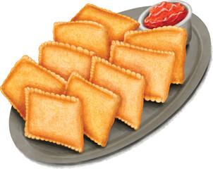 potato chips with sauce on a plate
