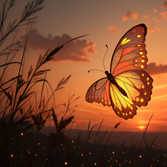 butterfly on sunset