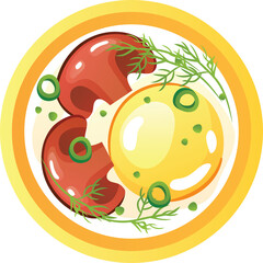 fried egg with mushroom in a plate