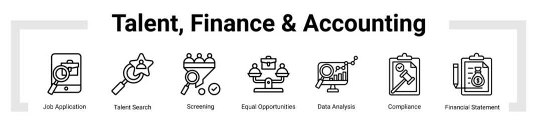 Talent, Finance & Accounting icon sheet banner collection