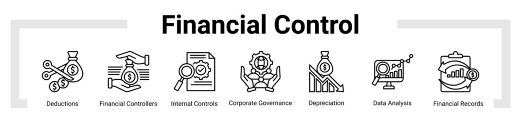 Financial Control icon sheet banner collection