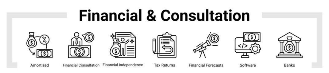 Financial & Consultation icon sheet banner collection