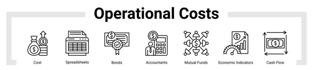 Operational Costs icon sheet banner collection
