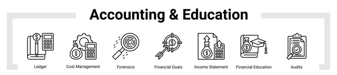 Accounting & Education icon sheet banner collection