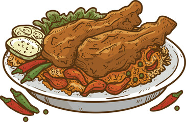 Thanksgiving turkey on a plate with vegetables