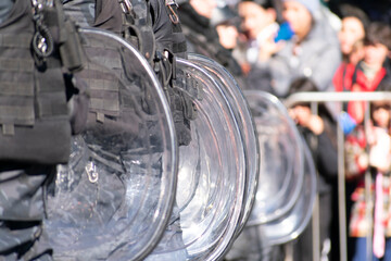 Riot Police Formation Ready to Act