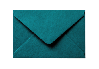 Teal envelope, closed and flat, on a transparent background