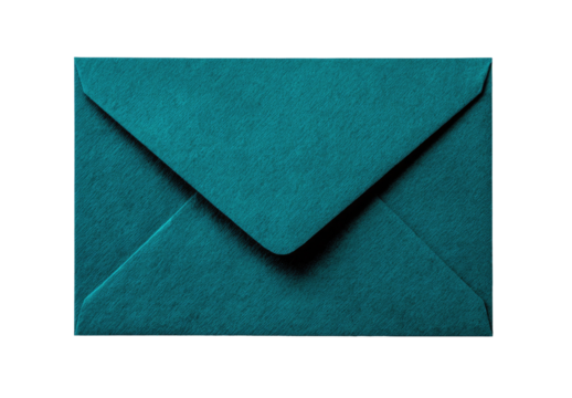 Teal envelope, closed and flat, on a transparent background