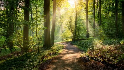 enchanting forest path illuminated by glowing orb lights