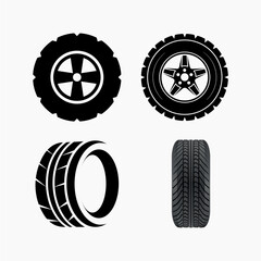 Tyre Shop Logo Design. Tyres wheel business branding, tyre logo shop icons template, tire icons, car tire simple icon.