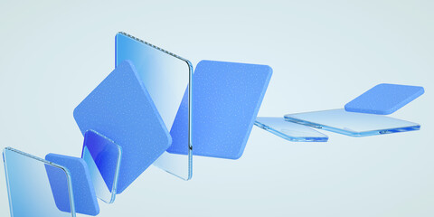 3d render technology, data transfer, database, LLM, large language model concept. Abstract background	