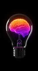 Illuminating Ideas: A Glowing Brain Inside a Light Bulb, Symbolizing Intelligence and Innovation