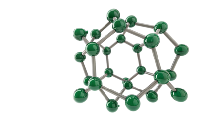 Green molecule isolated on transparent background