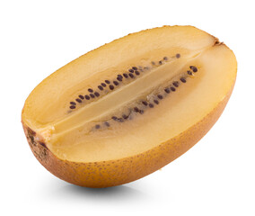 half of golden kiwi isolated on a white background