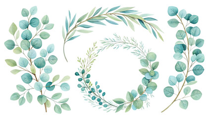 Greenery collection isolated on transparent background