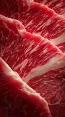 Raw Beef Slices: Close-up Texture and Marbling