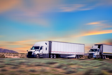 Semi Truck on Highway, Trucking, transpiration concept, USA