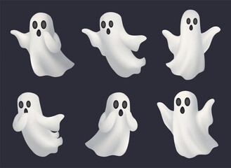 halloween ghost 3D vector set Mesh gradient wes used