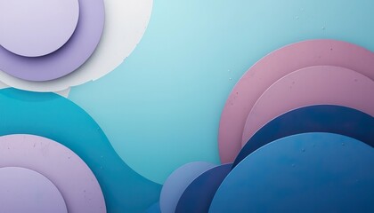 Mid-century modern minimalist background, abstract curves and circles, cool pastel colors