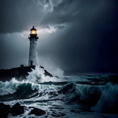 Seascape:  Lighthouse Beacon on a Stormy Sea 103