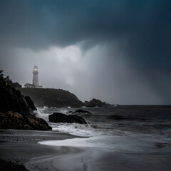 Seascape:  Lighthouse Beacon on a Stormy Sea 108
