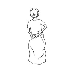 Boy in Sack Race A Line Art Illustration