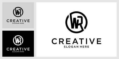 WR initial letter logo design vector