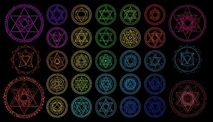 Collection of colorful geometric symbols