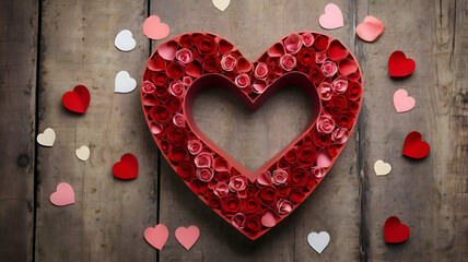 red heart on wooden background
