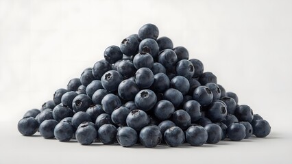 Pile of Fresh Blueberries on White Background
