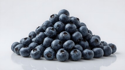 Pile of Fresh Blueberries on White Background
