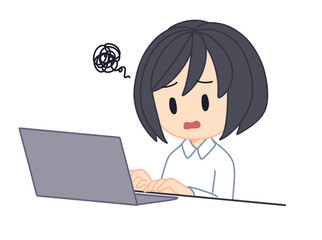 パソコンで困っている女性