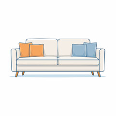Sofa mit Kissen – moderne Vektorillustration
