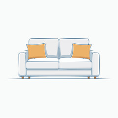 Sofa mit Kissen – moderne Vektorillustration