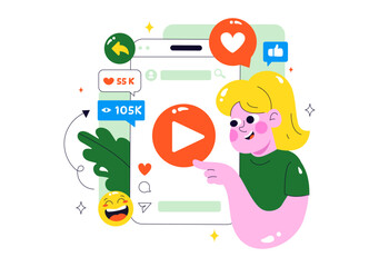 Short Video and Reels Illustration Featuring Personalized, Search-Optimized Videos from Various Media Platforms for Digital Promotion and Marketing