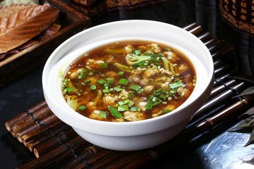 Chinese cuisine, Cantonese cuisine, hair vegetable and cauliflower soup
