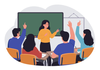 A diverse group of students including wheelchair users participate in an inclusive learning session led by a teacher using a large presentation screen.