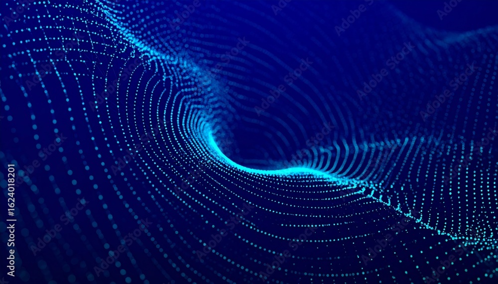 Aufkleber abstract blue digital wave of glowing dots, creating a sense of depth and motion.
