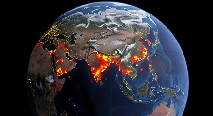 Tariff impact heatmap centered on Asia and Europe