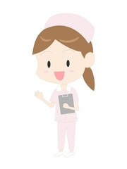 ナースキャップをかぶった看護師のイラスト