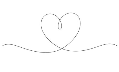 Fototapeta premium Continious line art Minimalist Heart Line Drawing – Elegant Continuous Line Art Symbolizing Love and Connection