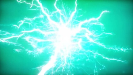 Dynamic electric energy crackling on a vibrant green background, perfect for science presentations, power themes and high energy visuals