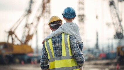 Father, son, construction site, future, cranes, legacy, safety, bonding, career, industry