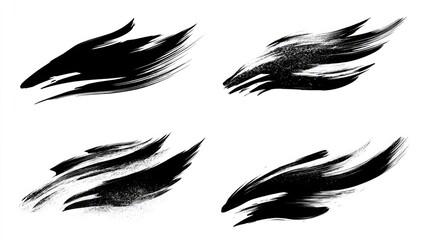 Obraz premium Four abstract black paint splashes on white