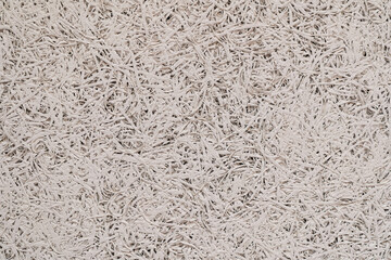 Texture of Wood Wool Acoustic Panel. Detailed close-up of a white wood wool acoustic panel surface. The entangled fibrous texture creates an abstract, organic background commonly used in architecture.